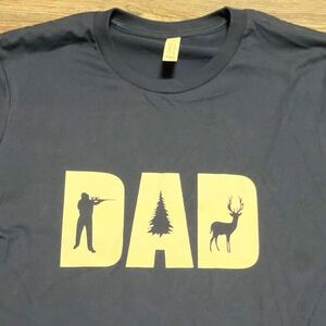Bella Canvas Men's Short Sleeve Navy Blue 'DAD' Graphic Tee with White Print